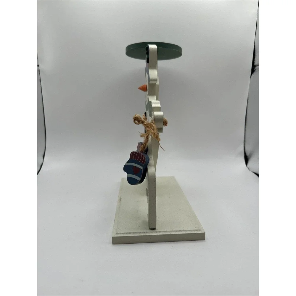 1999 Vintage ABC‎ Distributing Snowman Candle Holder Skating Holiday Decoration